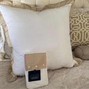 Set Of 2 Ralph Lauren White Coastal Sand Organic Sateen Euro Sham 26 X 26 Pair